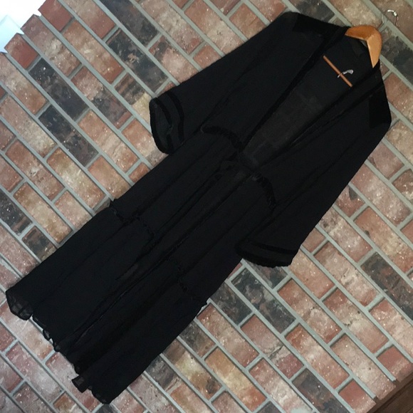 Velvet trim kimono - Picture 4 of 9